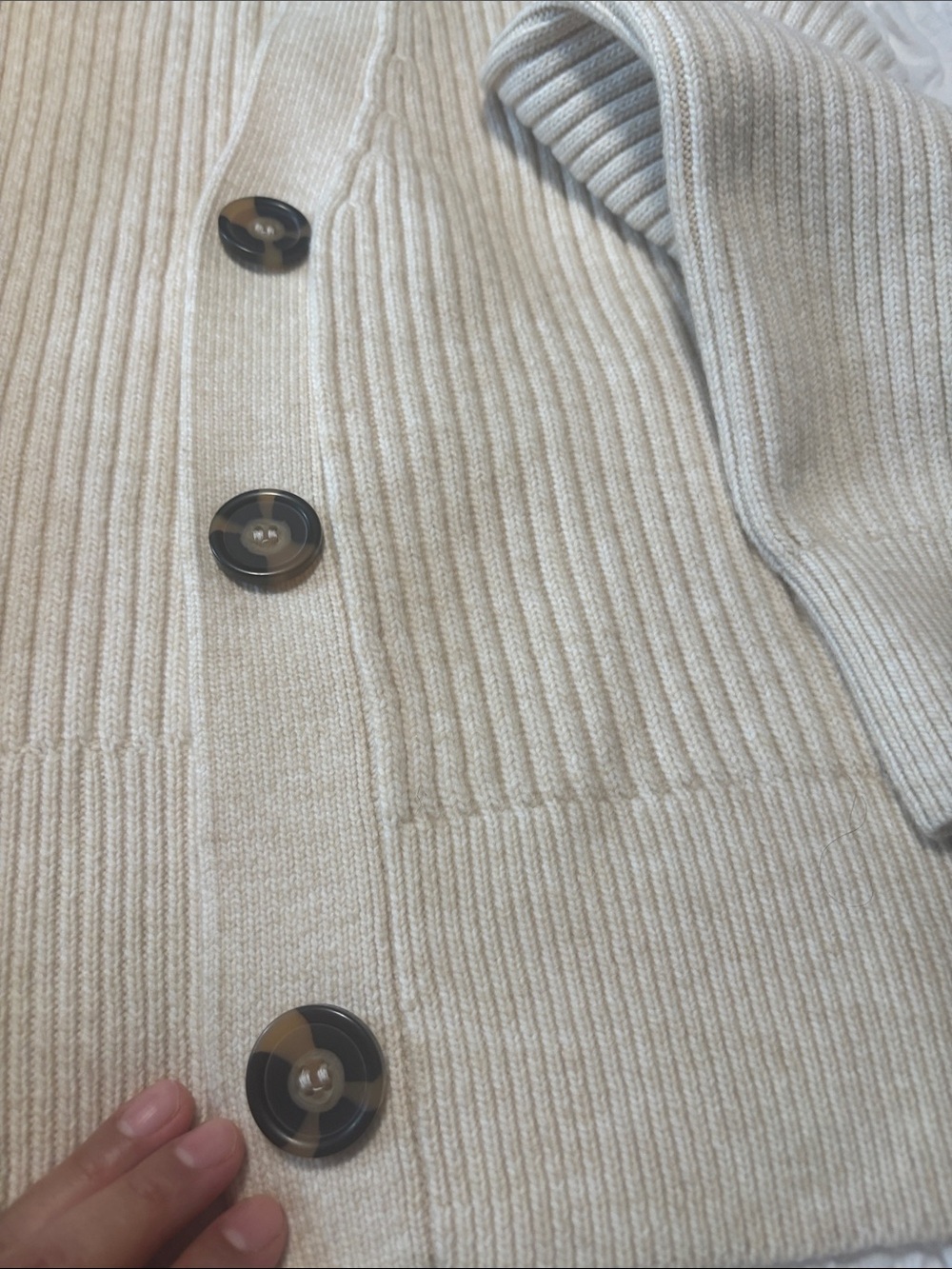 H&M Beige Ribbed Button-Front Cardigan - Picture 6 of 8